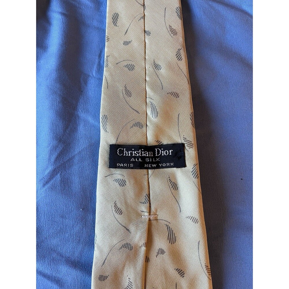 Christian Dior All Silk Yellow Printed Men's Neck Tie 100% Silk